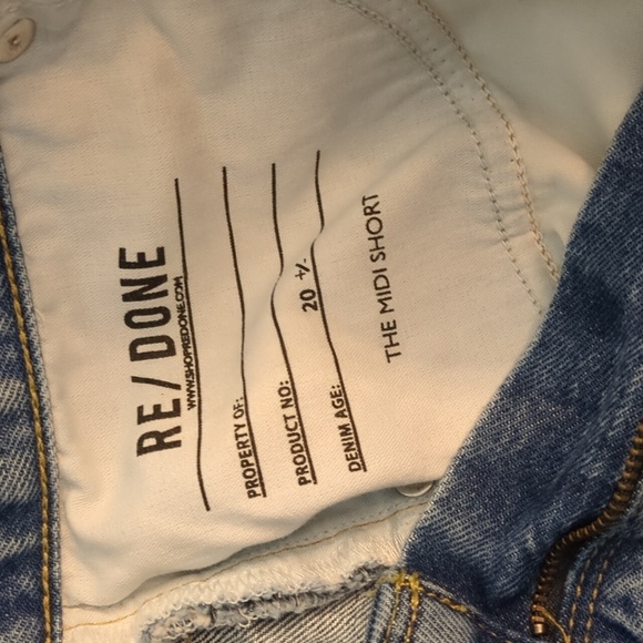RE/DONE x Revolve The Midi Short jeans organic cotton ripped tide color Sz 31 - Picture 6 of 7